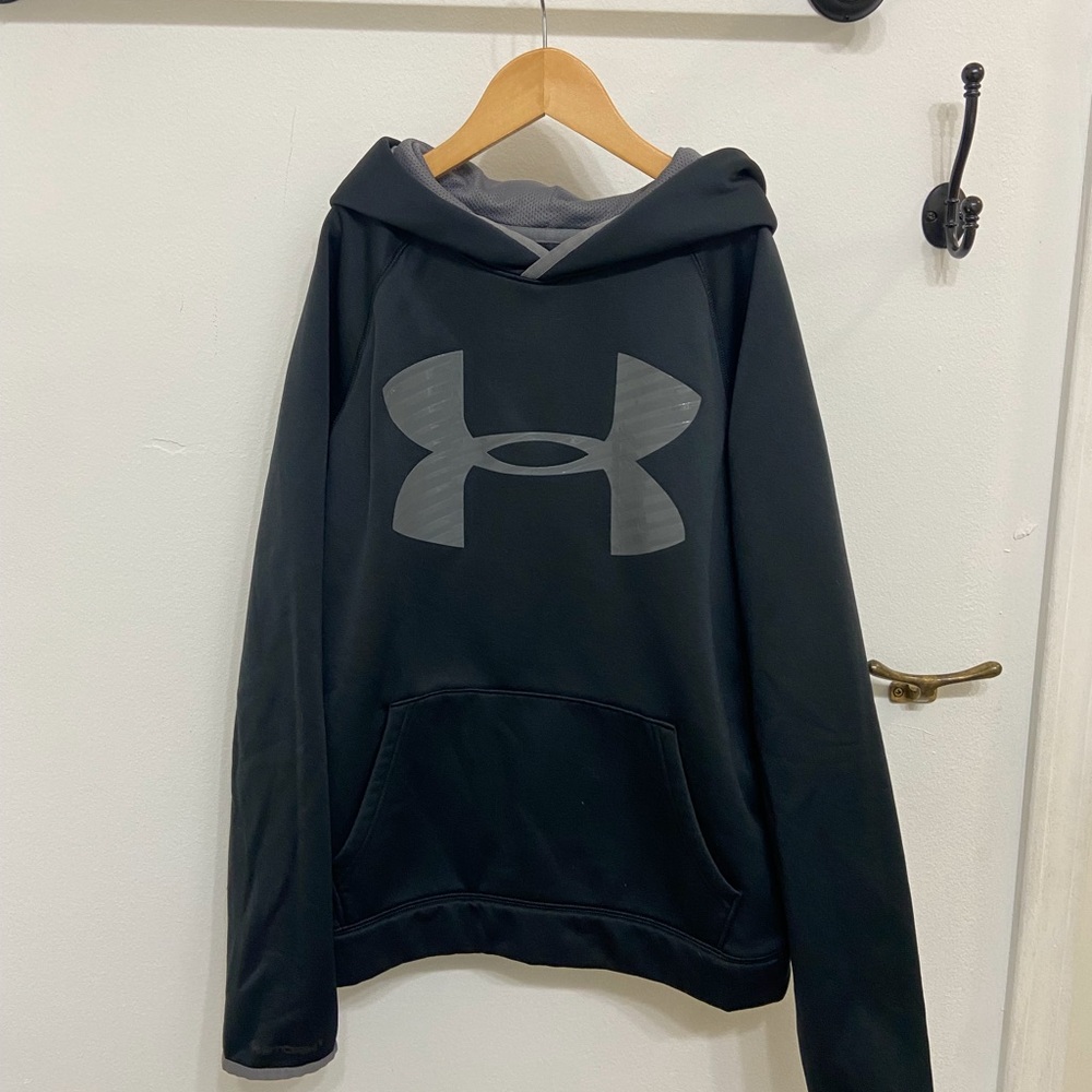 Under Armour Kids Boys Black Logo Sweatshirt with Hoodie